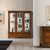 Klassische dreitürige Vitrine aus Kirschholz Art D'Este Piombini